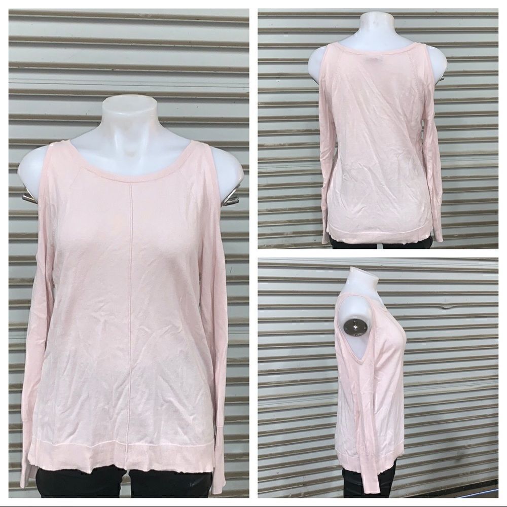 Vince Camuto cold shoulder pink sweater
